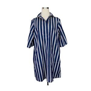 Bagutta Women Striped Shift Dress beach coverup blue Size EUR 38 pockets cotton